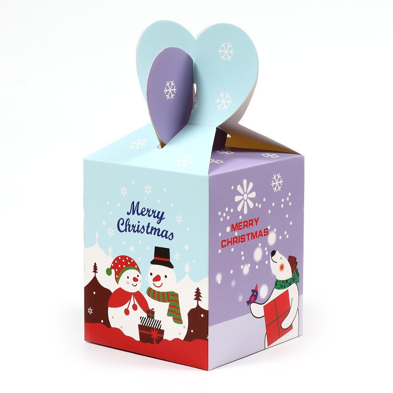 50 Stks/partij 10X8.5X8.5Cm Kerstavond Apple Papier Doos Cookies Snoep Verpakking Zak Gevouwen Doos christmas Party Kids: LW006