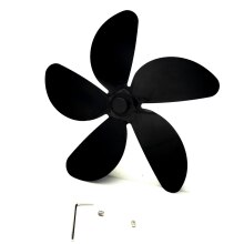 5-Blade Fan Blade Black Burner Fireplace For Heat Powered Friendly Fan
