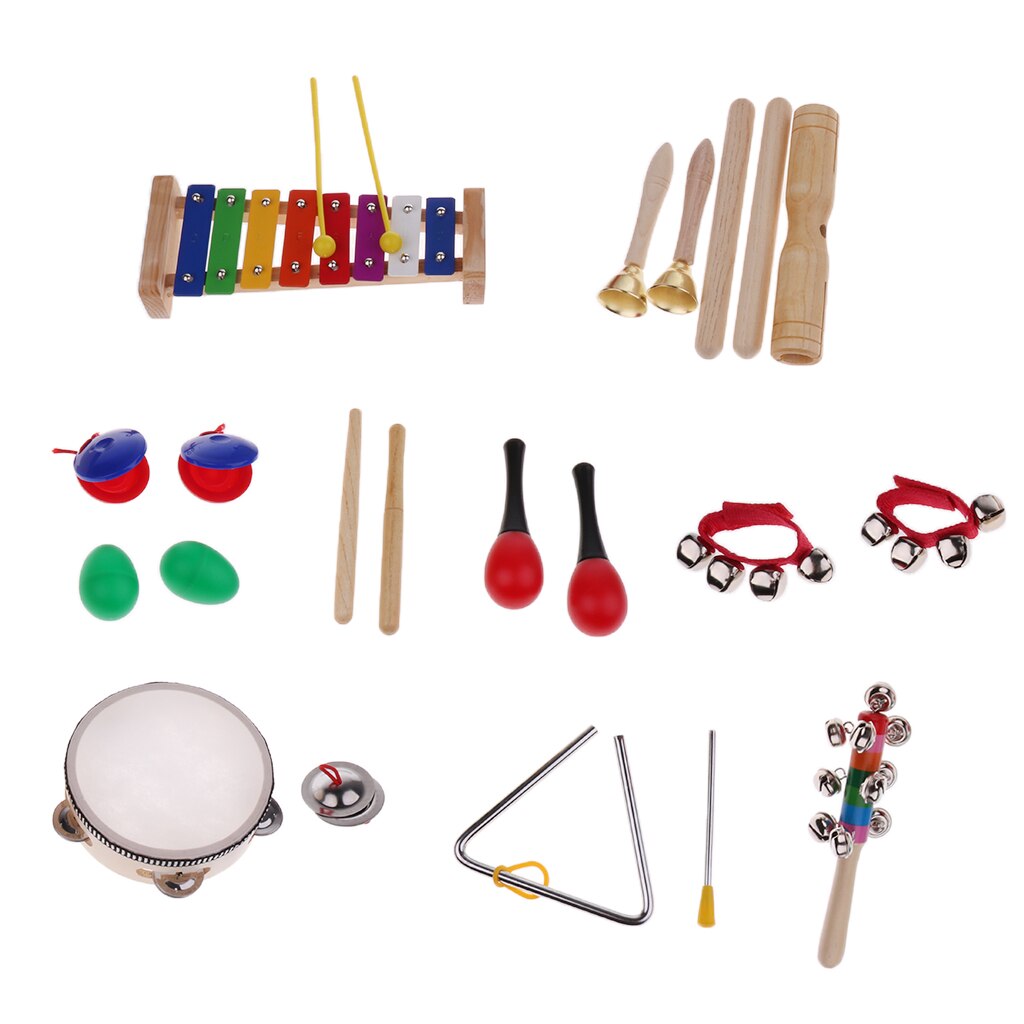 Ensemble Castanet tambourin Maraca Glockenspiel clavier avec maillet enfants jouets musicaux