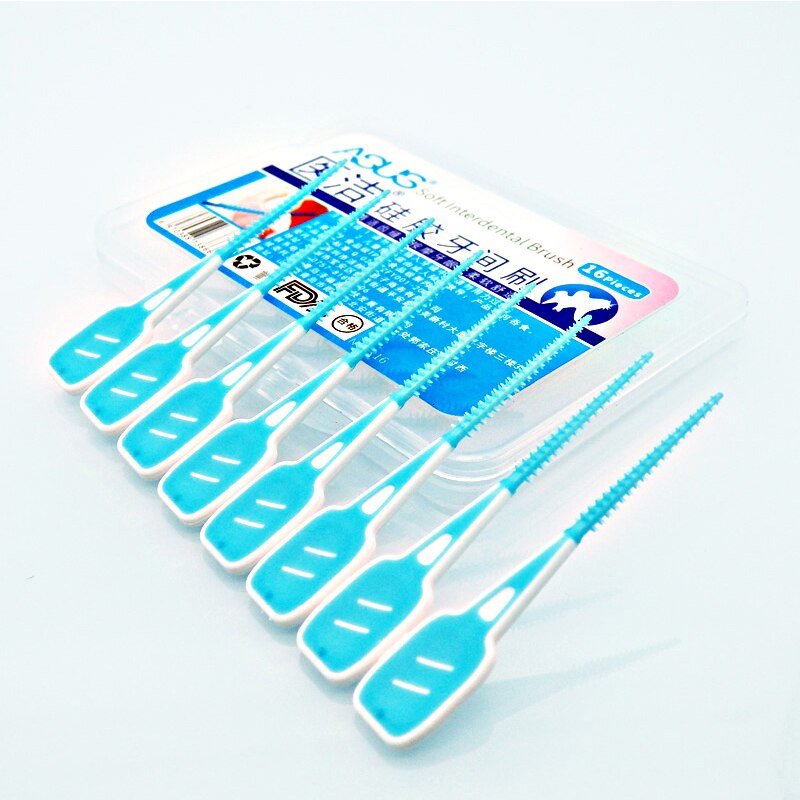 16pcs Adults Interdental Brushes Clean Between Teeth Floss Brushes Toothpick ToothBrush Dental Oral Care Tool Soft Silicone
