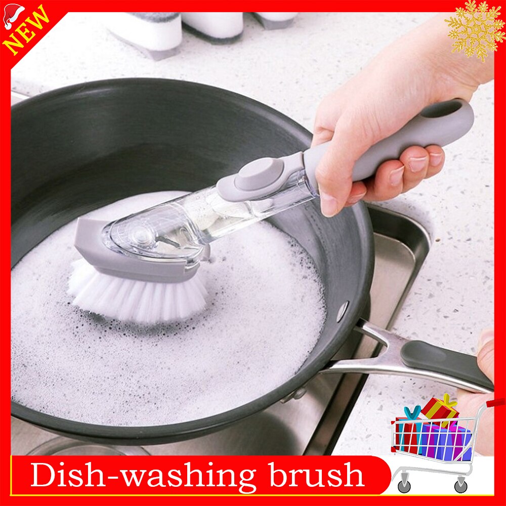 Dish-washing brush sponge long handle Automatically add detergent pot-washing brush multifunction degreasing kitchen accessories