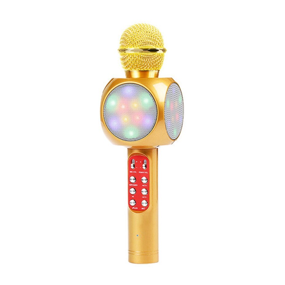 Usb mikrofon håndholdt afspiller syngende afspiller syngende optager mikrofon trådløs mikrofon karaoke mikrofon bluetooth højttaler: Guld