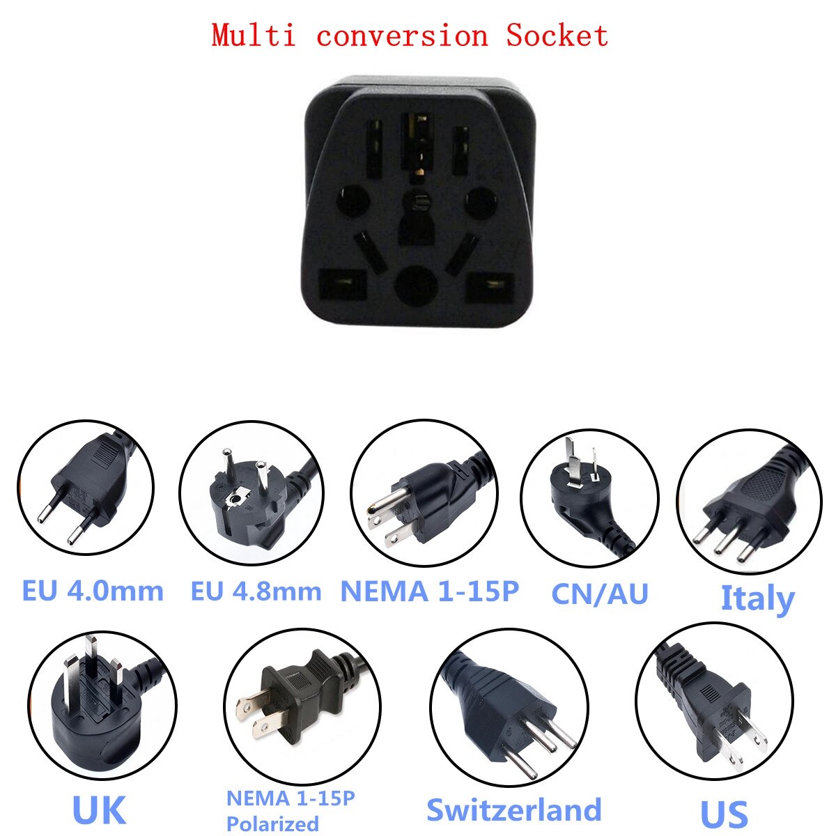 Universal Italy Switzerland India EU US AU to UK Singapore Malaysia AC Power Socket Schuko Plug Travel Charger Adapter Converter
