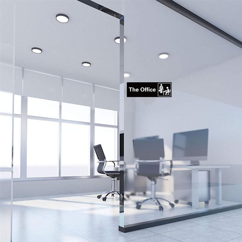 1pc Black White English Letter The Office Sign Acrylic Self-Adhesive Office Signs Acrylic Signs For Door Wall Label 22.8x7.5cm