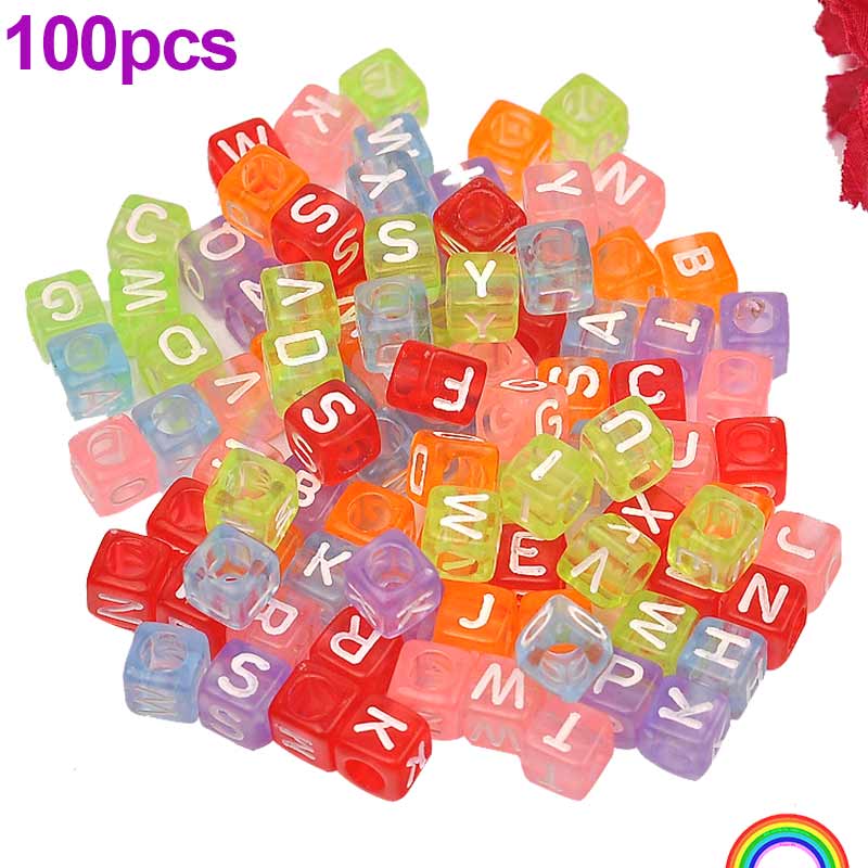 DIY Square Round Acrylic Alphabet Spacer Loose Beads For Necklace Bracelet Letter Beads Charms Jewelry Making SMR88: 8