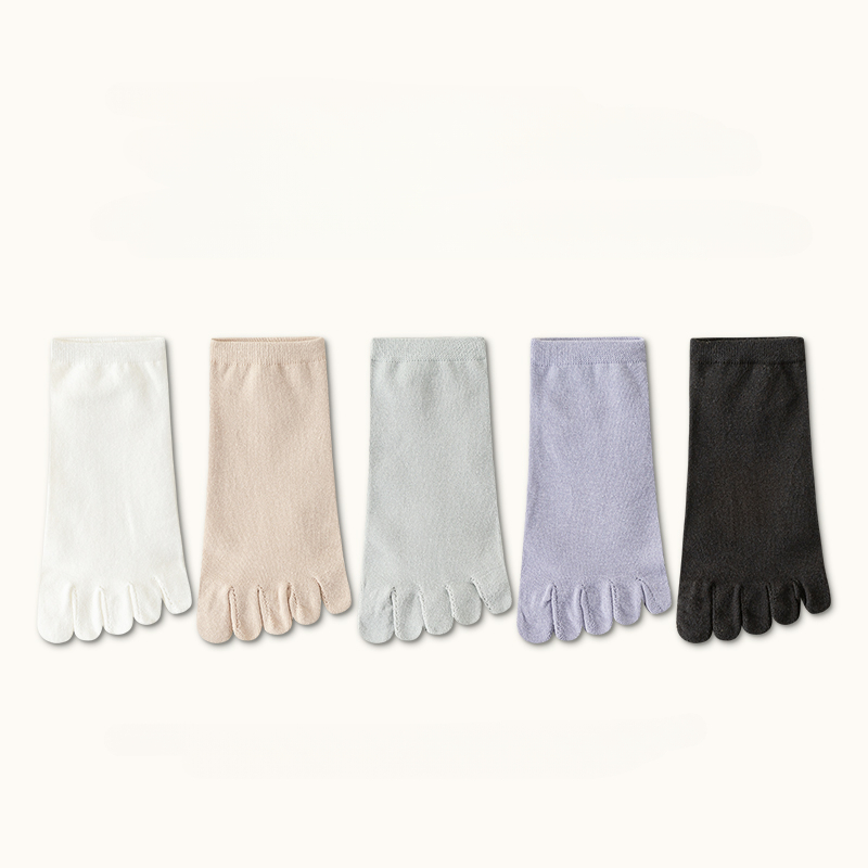 5 paires de chaussettes à orteils pour femmes, avec doigts séparés, en coton de , à cinq doigts, coupe basse, pour Yoga, sport: Black