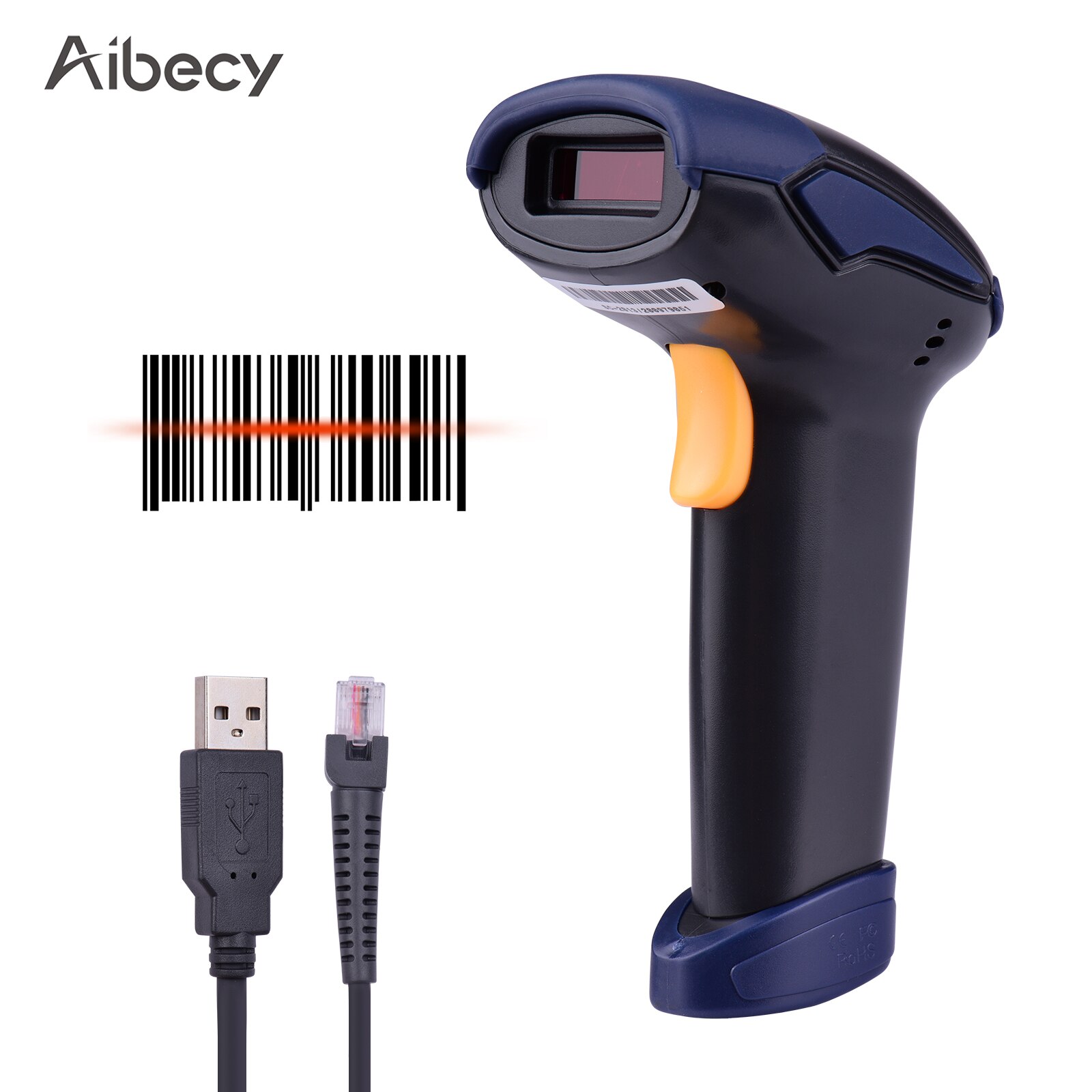 Aibecy Handheld 1D Barcode Scanner USB Wired Bar Code Reader Manual Trigger/Auto Continuous Scanning Support Paper Code: style 2