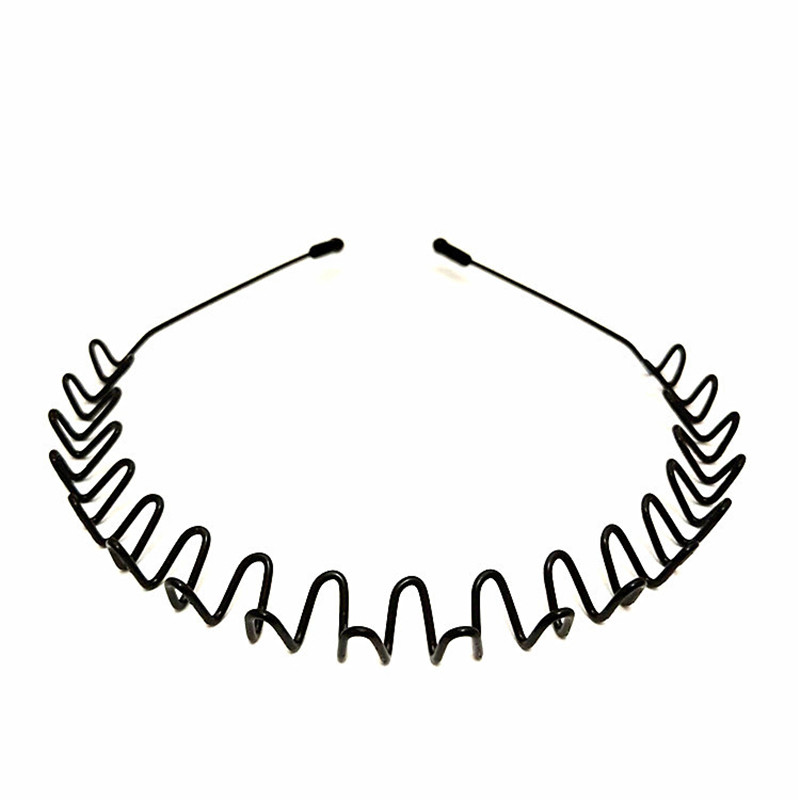 Bandeau de cheveux en métal noir ondulé pour hommes et femmes, unisexe, couleur unie, couvre-chef décontracté pour adultes, 5 Styles, 1 pièce: A