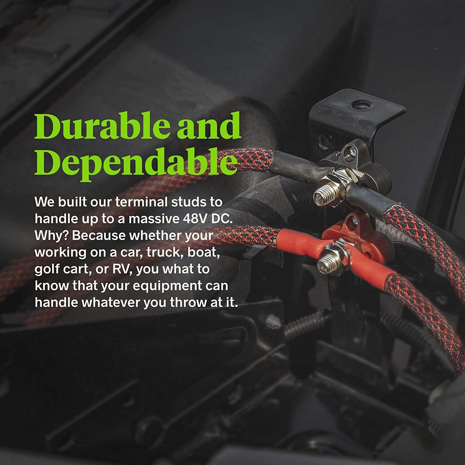 2 szt. Zacisk blok dystrybucji zasilania akumulatora [podwójne kołki M10] [Max 48V] izolowany słupek przyłączeniowy