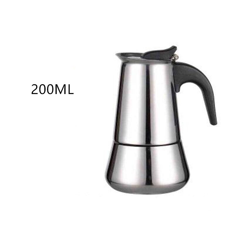 Stainless Steel Italian Moka Pot Coffee Pot European Concentrated French Coffee Pot Drink Tool Cafetiere Latte Stovetop: B-200ML
