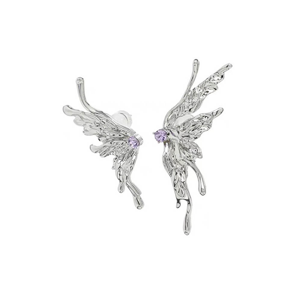 2022 Y2K Esthetische Punk Stijl Vloeibare Vlinder Earring Voor Vrouw Koele Metalen Vlinder Oorbellen Sieraden: Silver
