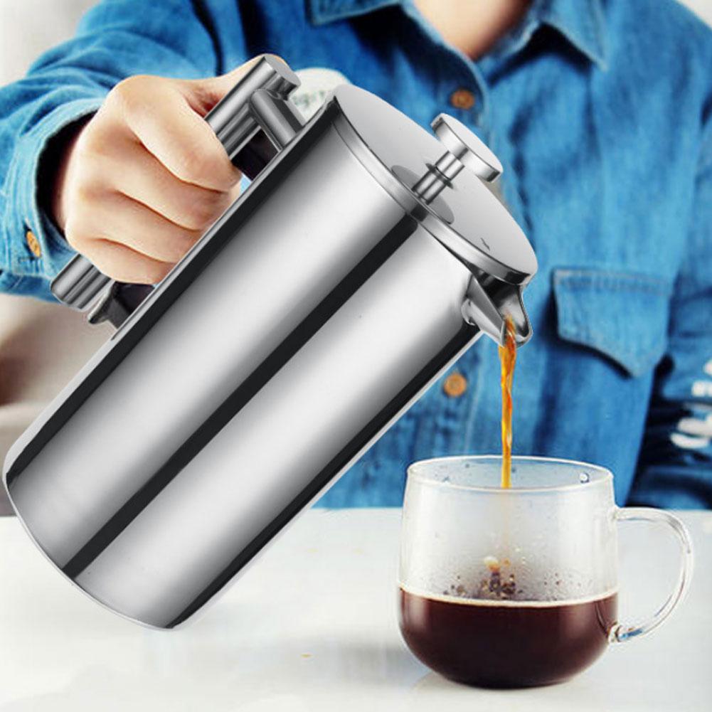Stainless Steel French Press Coffee Maker Double Wall Coffee Press With 2 Level Filtration
