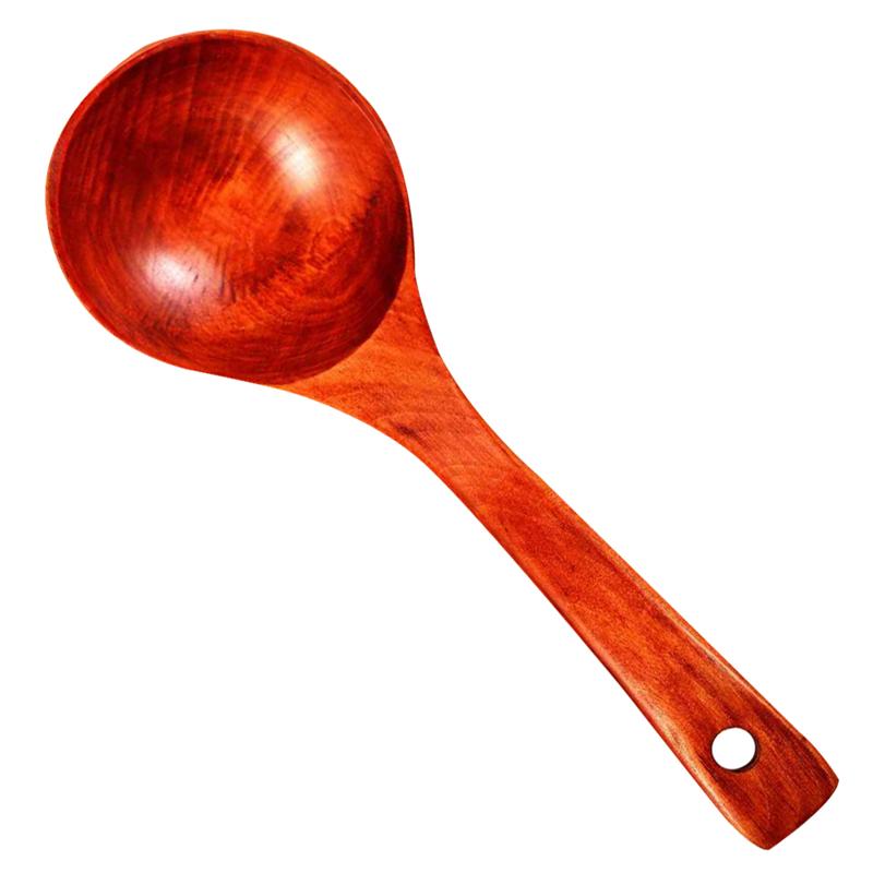 1 cazo cuchara sopera de madera estilo chino con mango largo azúcar arroz sal cuchara para condimento utensilios de cocina: 2