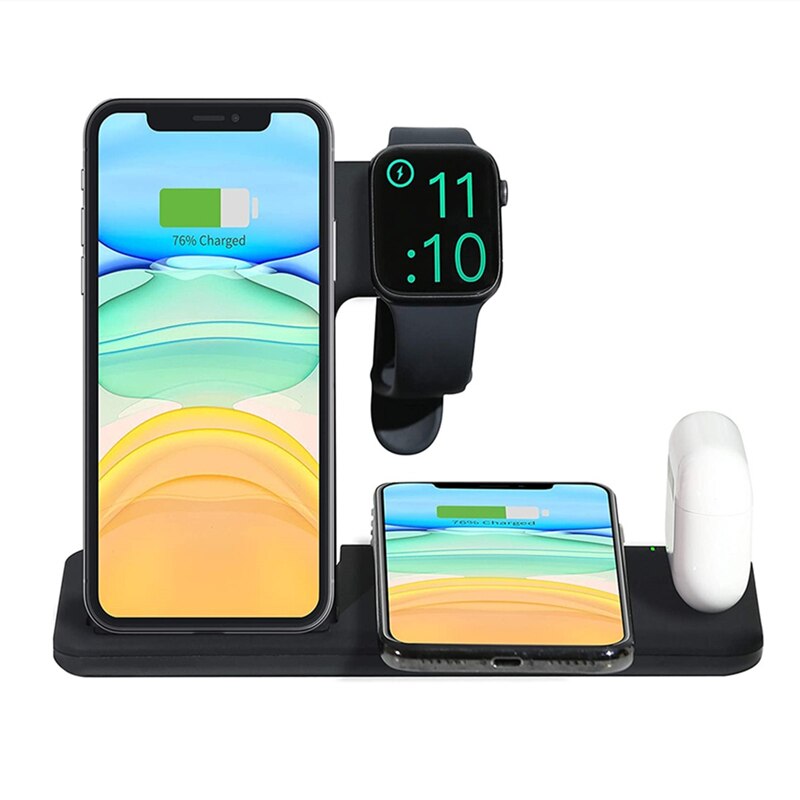 Fdgao qi draadloze oplader voor apple watch  se 6 5 4 3 2 airpods 15w snellaadstandaard paddock voor iphone 12 pro max 11 xr xs: 4 in 1 15w zwart