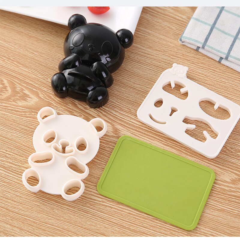 4pcs/Set Cute Panda Rice Mold DIY Sushi Mold Maker Dry Roasted Seaweed Cutter Sushi Making Kitchen Tools Bento Accessories