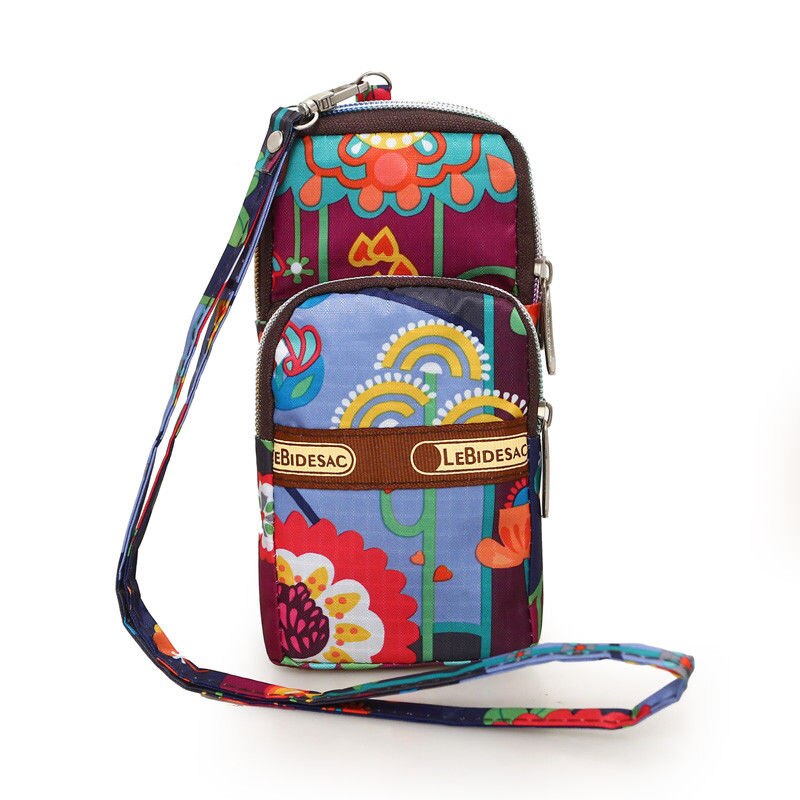 Dames nylon sport arm tas telefoon messenger polsbandje handtas portemonnee portemonnee bloem luipaard munt mobiele telefoonhoesje mobiele telefoonhoesje: 1
