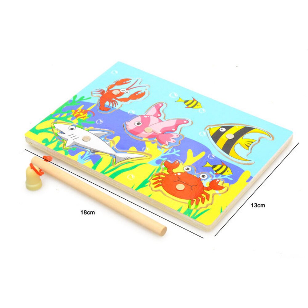 Houten Cartoon Diy Educatief Kids Funny Niet Giftig Games Vroeg Leren Magnetische Vissen Speelgoed