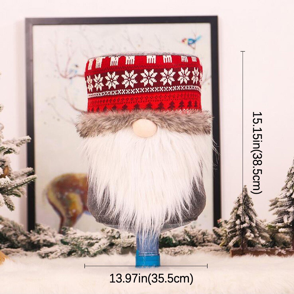 Christmas Dust Cover Water Bucket Dispenser Container Bottle Purifier Xmas Home Decoration faceless elderly knitted bucket