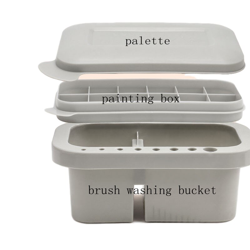Multifunctionele Borstel Wassen Emmers, Pen Wassen Emmers, Aquarel Gereedschap Met Verf Doos En Palet, Art Schoolbenodigdheden