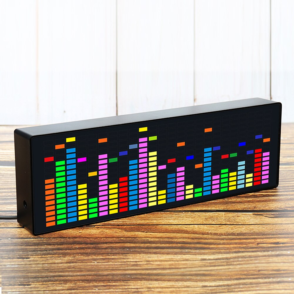 Led Muziek Spectrum Ritme Lichten Voice Sensor 1624 Rgb Sfeer Niveau Indicator Met Klok