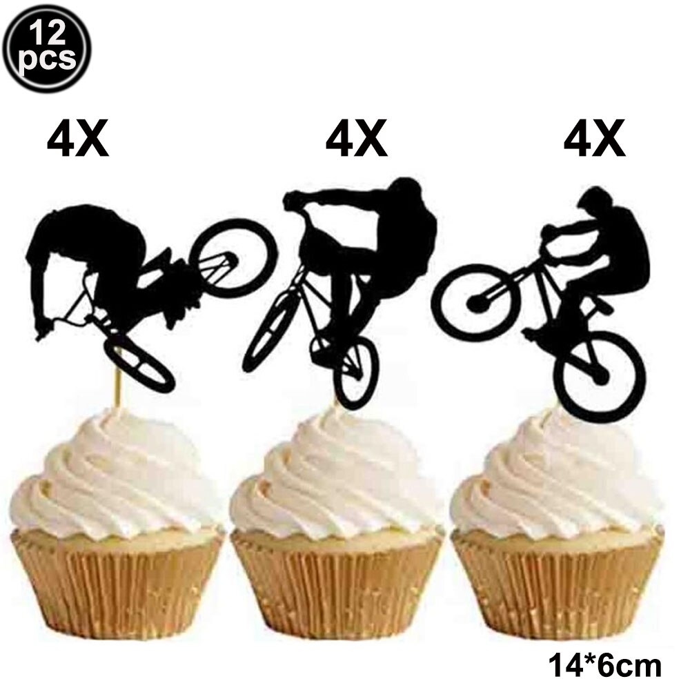 Décoration de gâteau de vélo, décoration de gâteau joyeux anniversaire, décoration de Cupcake pour thème sportif, fournitures de fête d'anniversaire pour hommes ou garçons: Bleu profond