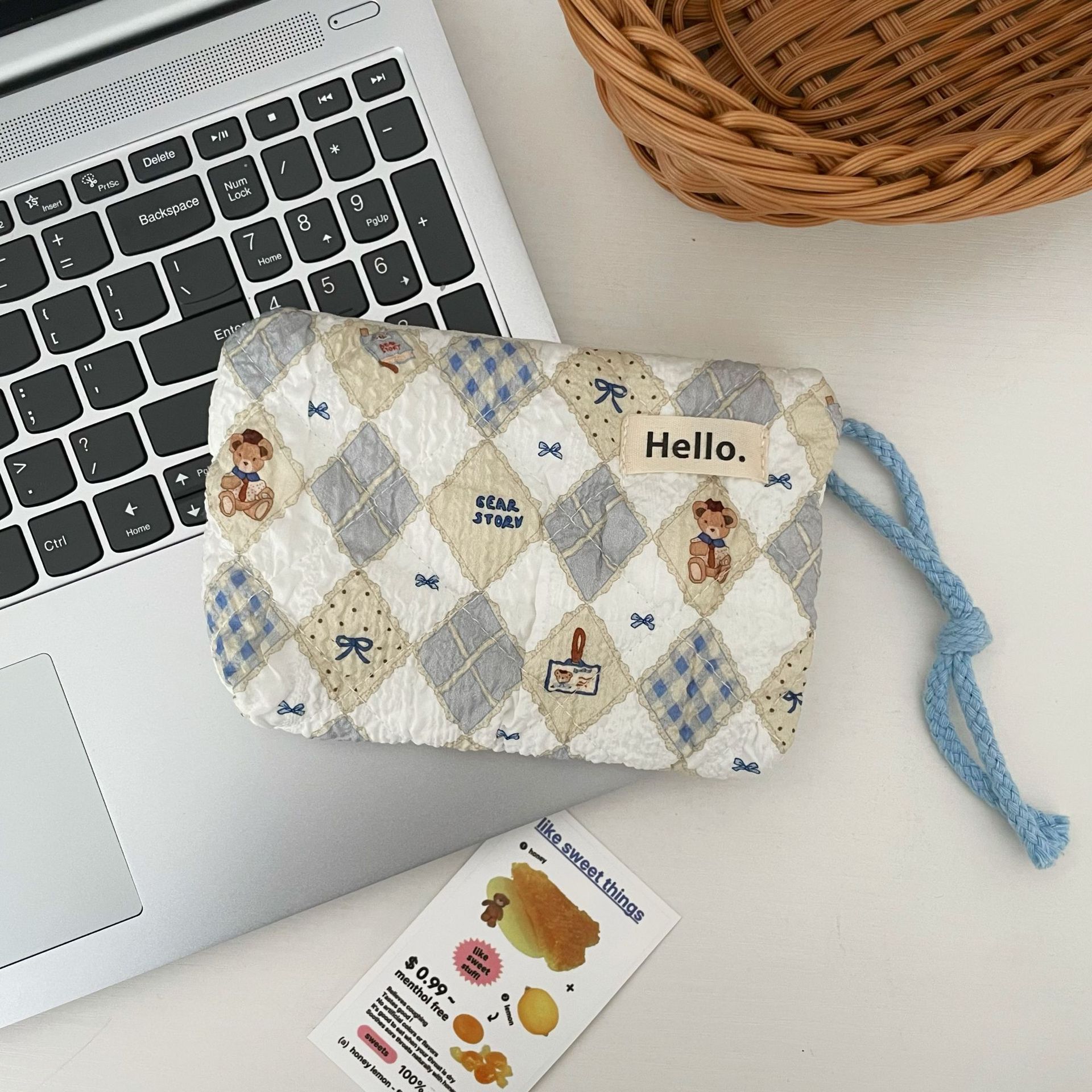 Ladies' Coin Purse Cute Kawaii Teddy Bear Strawberry Puppy Cat Mini Portable Travel Wallet Lipstick Earphones Card Bag: Blue