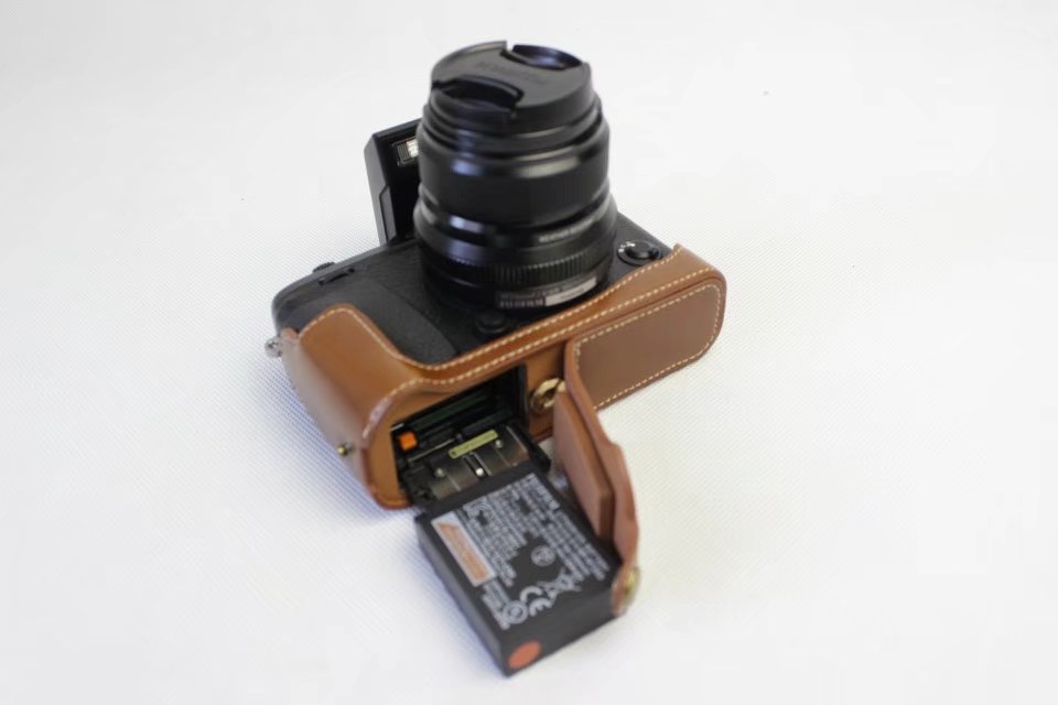 Étui de fond de sac pour appareil photo en cuir PU pour Fujifilm XE3 X-E3, housse demi-corps avec ouverture de batterie