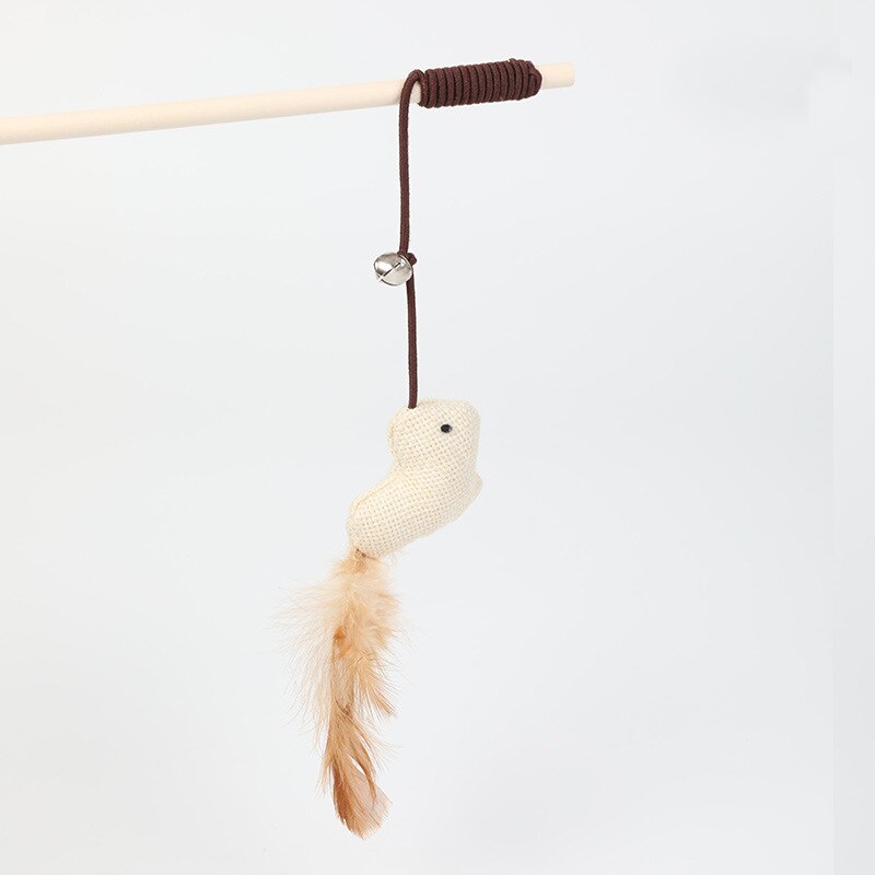 Gato juguetes de cuerda de cáñamo gatito palillo interactivo gato pesca juego varita pluma juguete para mascotas accesorios para gatos Mini: Birds