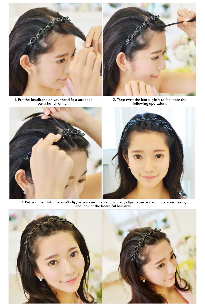 Horquilla para peinado de doble capa para niña, diadema trenzada de plástico multicapa, Clip de Aro para el pelo con dientes, corona, accesorios para el cabello para niña TSLM2