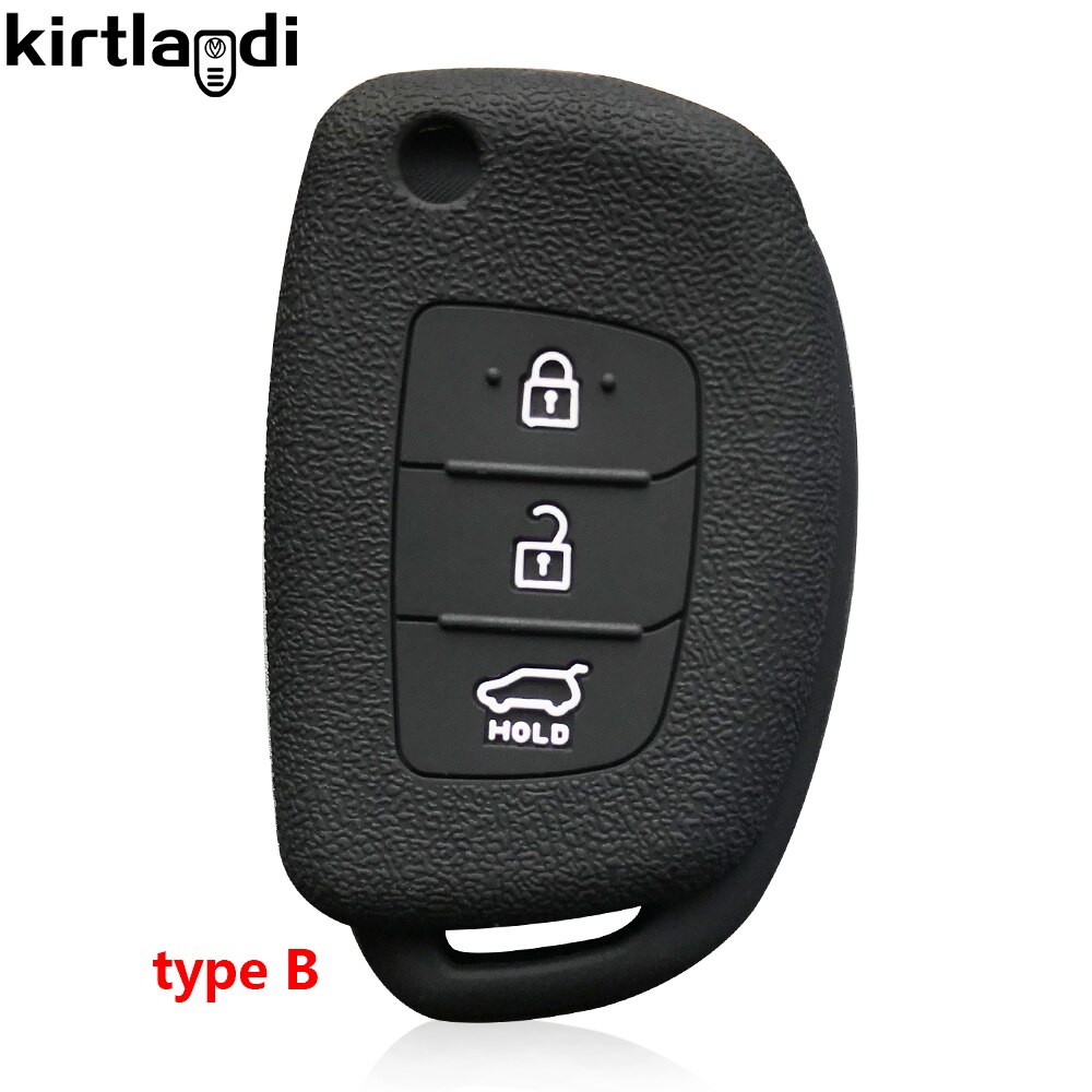 Kirtlandi – housse de protection en Silicone pour clé de voiture, pour Hyundai Solaris I10 I20 Ix25 Elantra, accessoires: type B black