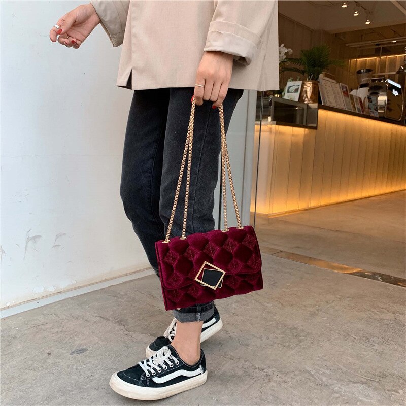 Plush Crossbody Bags For Women Small Handbags Chain Shoulder Messenger Bag Mini Purses Hand Bag