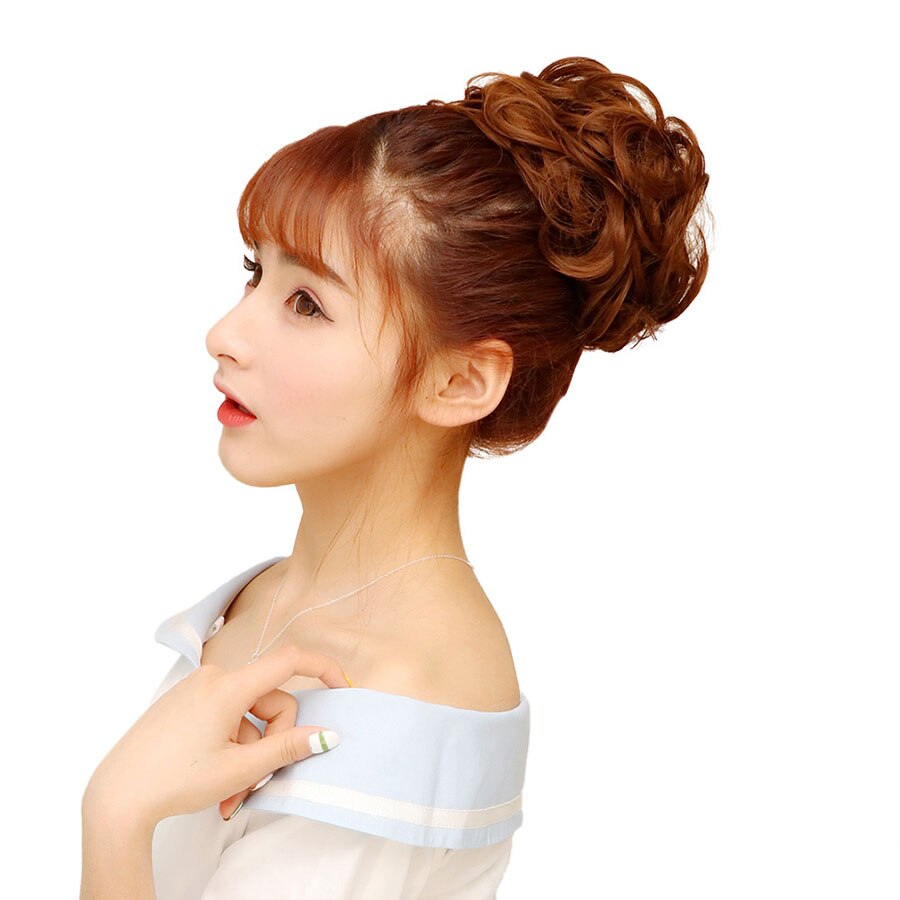 LANLAN Raupe Haarnadel Mädchen Perücke Sommer Braut Haarnadel Alte Pack Halb Marubes Kopf Flauschige Rolle Synthetische Chignon Für Weiß