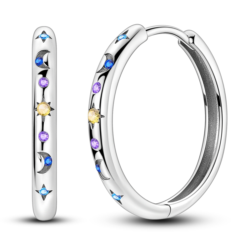 925 Sterling Silver Zirconium Hoop Earrings For Women Jewelry Anniversary Wedding Making Jewelry