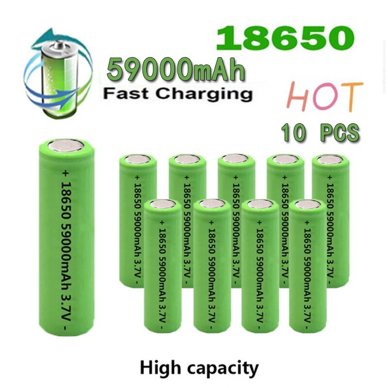 1-10PCS 59000mAh 18650 Factory Directly 3.7V High-capacity Lithium Ion Rechargeable Battery for Headlight Flashlight Charge