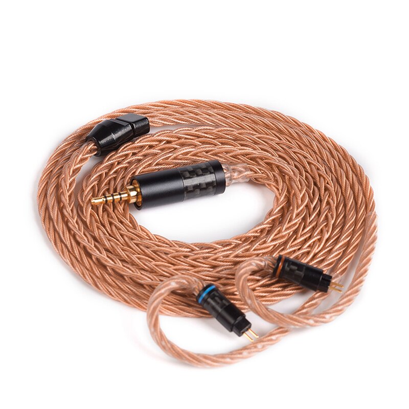 Yinyoo-Cable de cobre y cristal de alta gama, conector MMCX/2PIN mejorado de 8 núcleos, 2,5/3,5/4,4 MM, para BLON BL-01 KZ EDX: 2PIN2.5