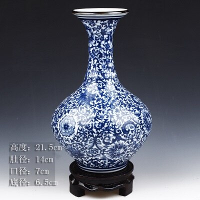 Blau und Weiß Porzellan Vasen Verriegelung Lotus Blume Keramik Vase Hause Dekoration Jingdezhen Blume Vasen R1842: Blau