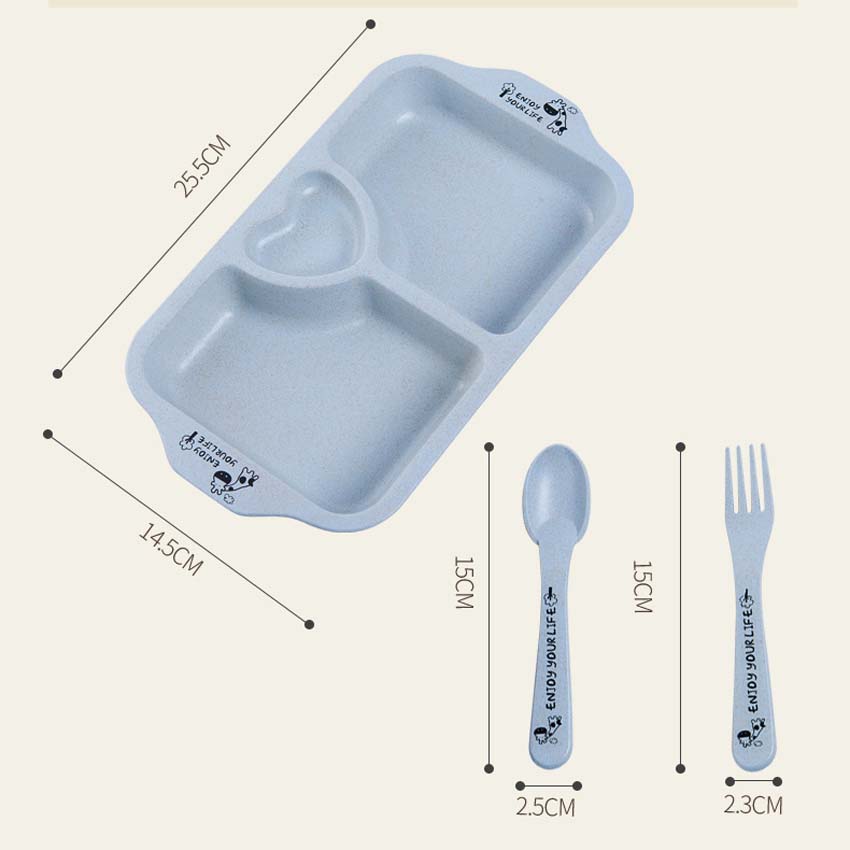Cartoon Baby Dishes Wheat Fiber Sub-grid Plates Irregular Children Tableware For Infant Toddler Kids Feeding Utensils