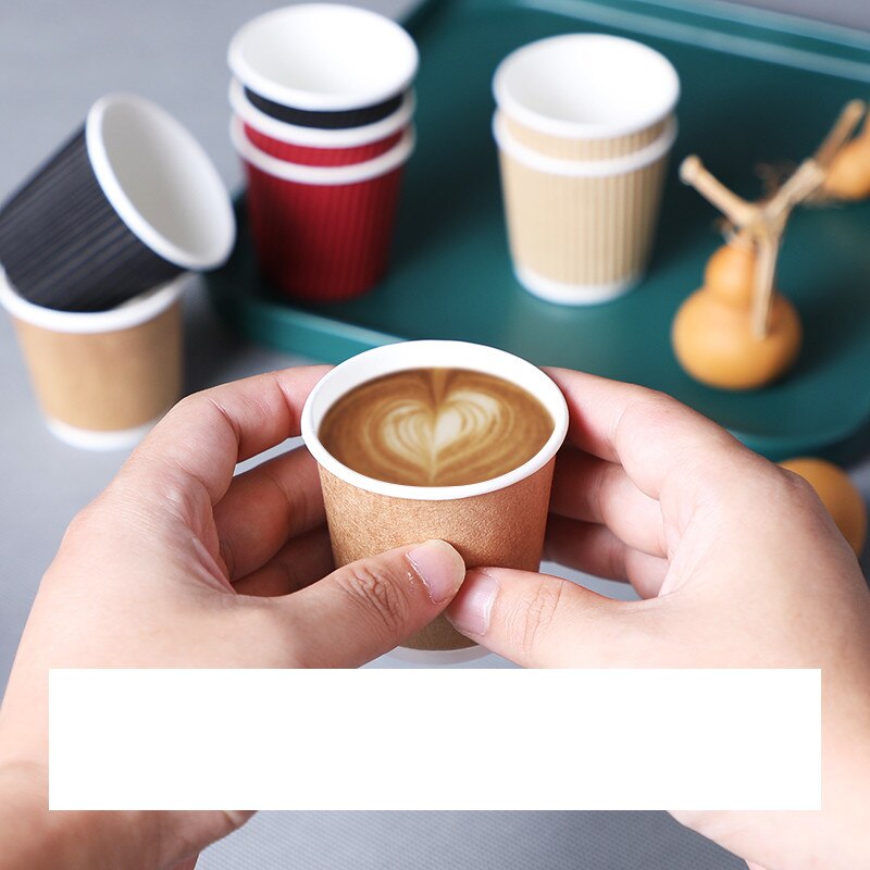 100pcs Double layer paper disposable coffee cup 100ml 4oz small thick dirnking papaer cups birthday party favors milk tea cup