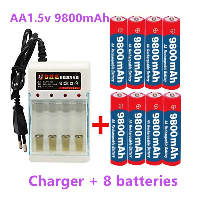 4-16Pcs Tag Aa Batterij 9800 Mah Oplaadbare Batterij Aa 1.5 V Oplaadbare Alcalinas Drummey +