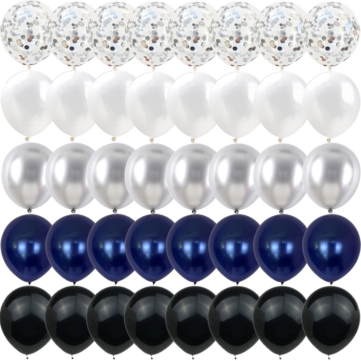 40/14PCS Dark blue Gold Silver Metal Latex Confetti Balloons Birthday Wedding BabyShower Decorations year Globos