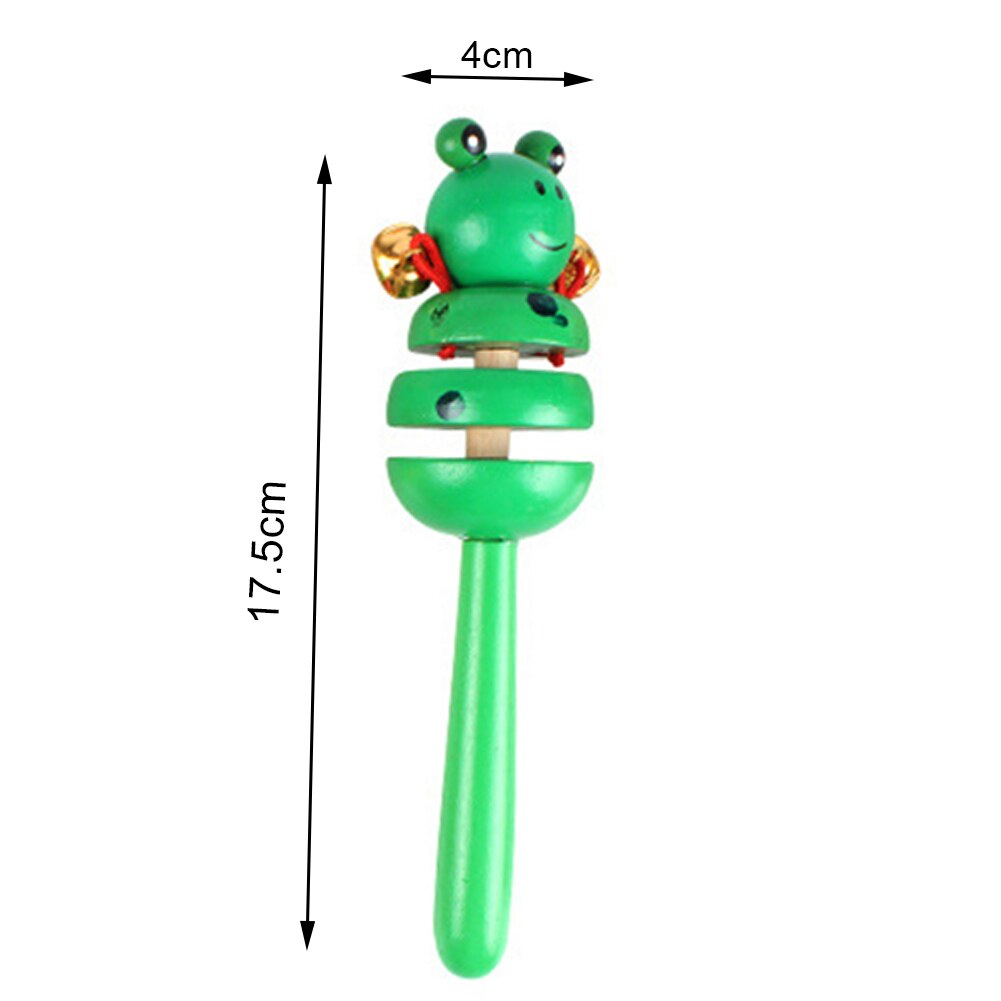 Houten Cartoon Konijn Kikker Dier Rammelaar Handheld Bel Muzikale Kinderen Speelgoed Baby Niet Giftig Safe Animal Vorm Ring/Bed Bel Speelgoed