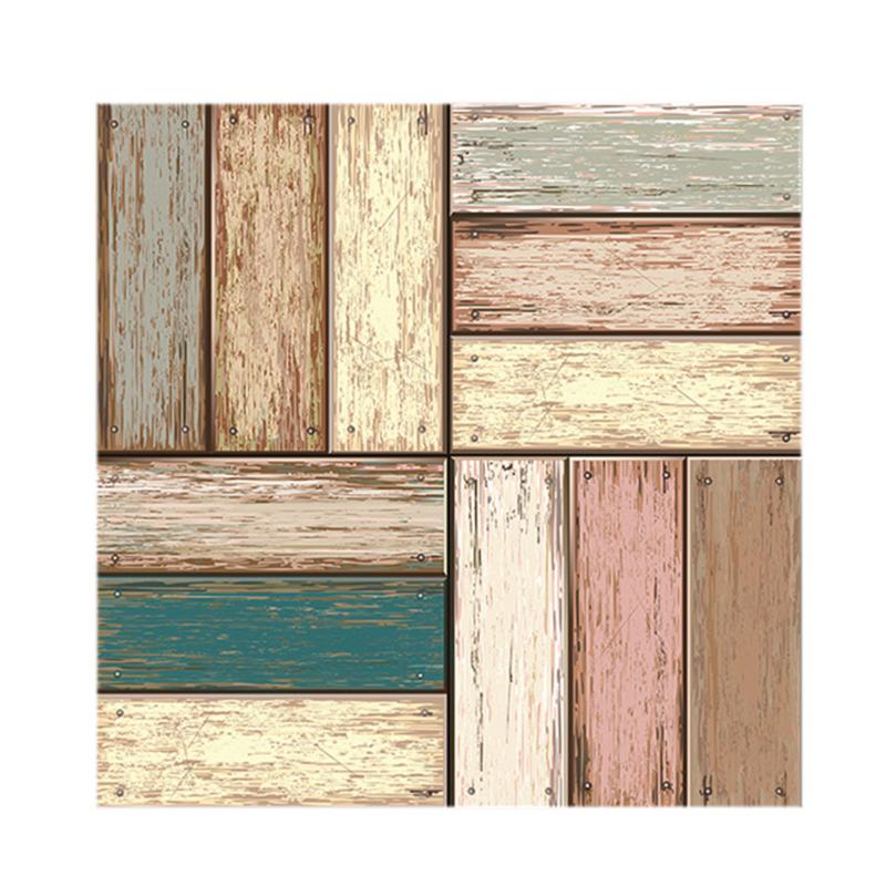 Nordic Wall Stickers Kitchen Bathroom Tile 3D Wooden Pattern Wall Tile Stickers Waterproof Self-adhesive Decal
