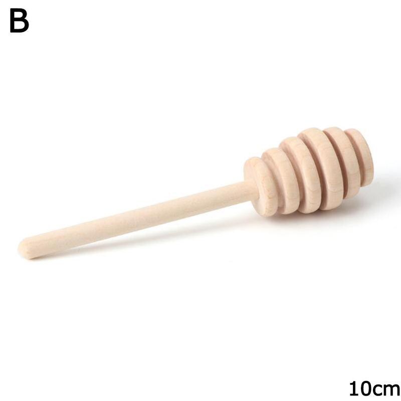 1Pc de madera miel palo de madera cuchara de miel pequeña jarabe de café té cuchara servir mezcla cuchara utensilio de cocina H O0P4: B