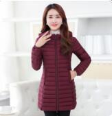 Leichte Baumwolle Lange Parkas Einfarbig Langarm Winter warm Plus Größe Weibliche gepolstert Mantel ZO1777: Burgunder / XL