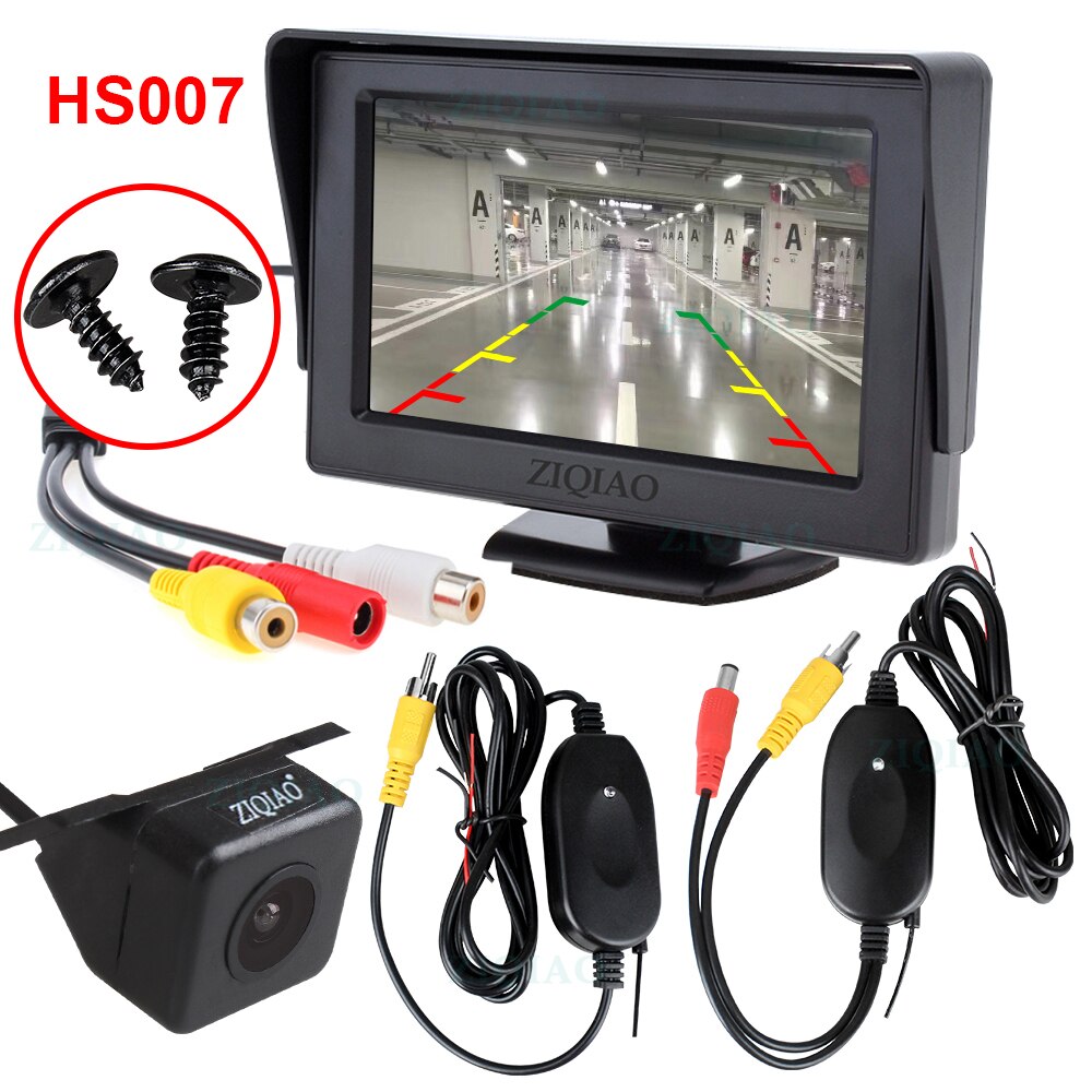 4.3 -tums fordons lcd-monitor trådlös backkamera videosändare mottagare kit backkamera för bil backskärm: Hs007