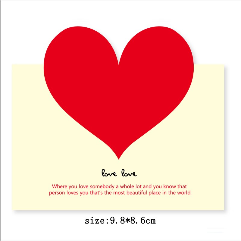 100pcs/pack Big love color card greeting card Valentine's day wedding invitation card heart cardchrismas: C