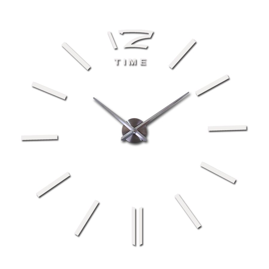 Ur ure horloge ur akryl spejl wallstickers ægte kvarts stue moderne 3d diy klokke: Hvid / 47 tommer