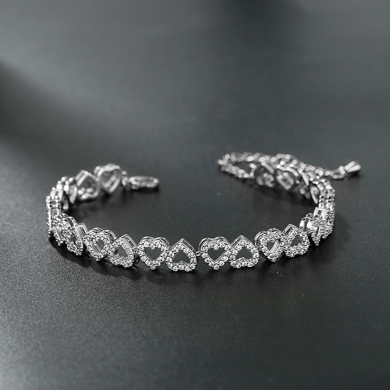 WEIMANJINGDIAN Brand Heart Shape Cubic Zirconia CZ Crystal Bridal Wedding Bracelets