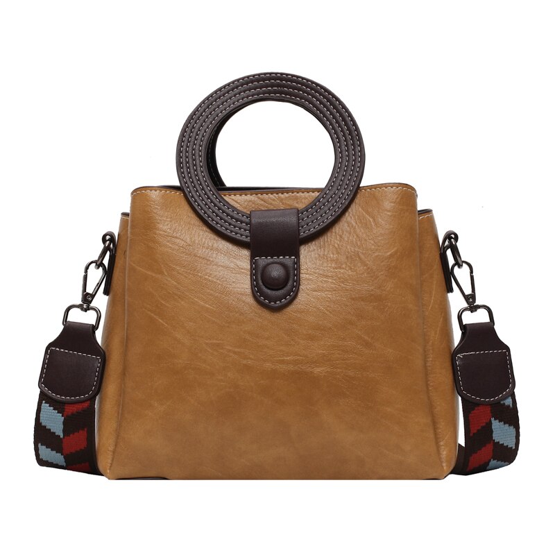 Mode Dames Tassen Dames Handtassen Circulaire Hechtdraad Handvat Retro Vrouwen Schoudertassen: Bruin
