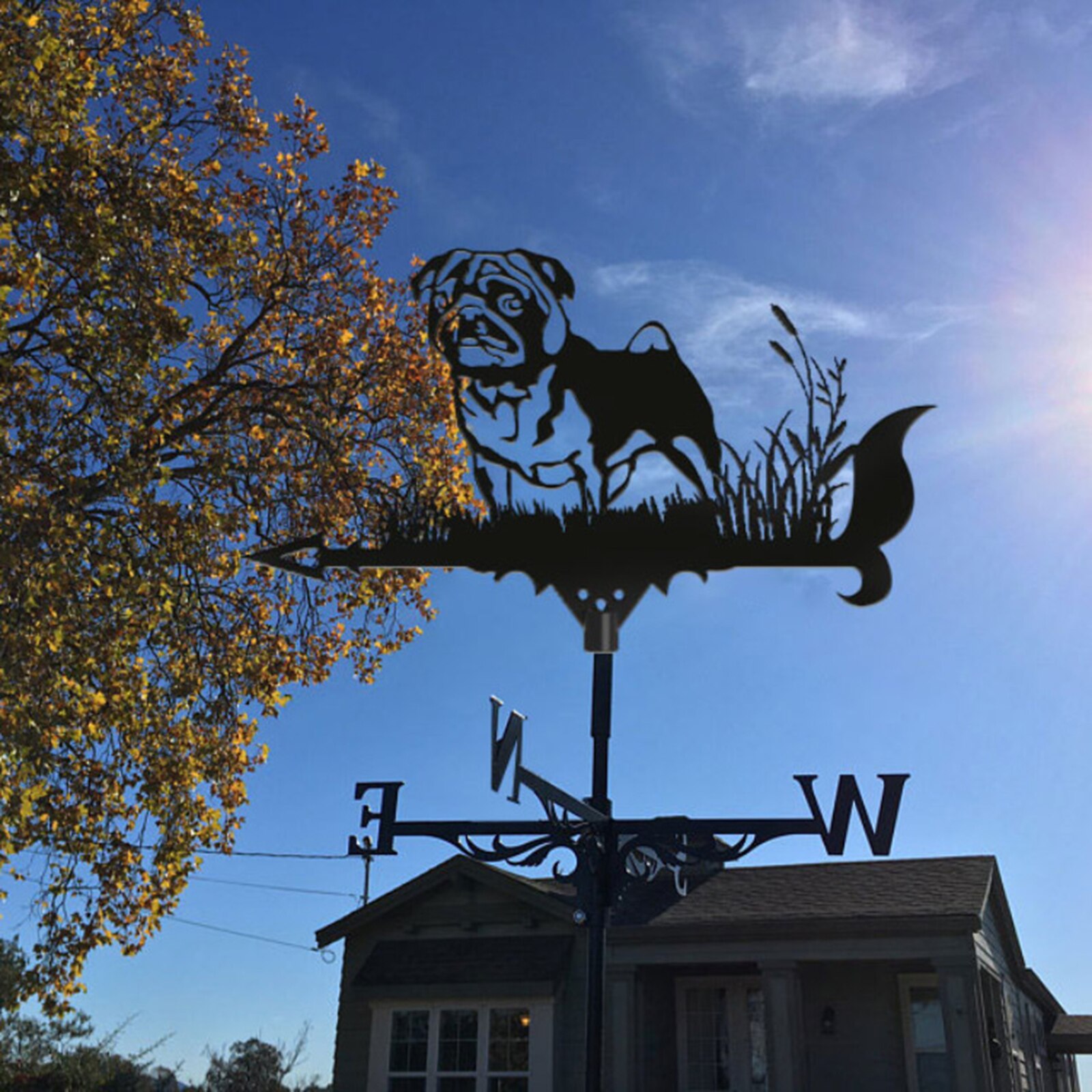 Stainless Steel Weather Vane Weather Vane Wind Direction Indicator Retro Weather Vane Wind Direction Indicator: Puppy